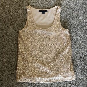 French Connection Gold Sequin Tank Top